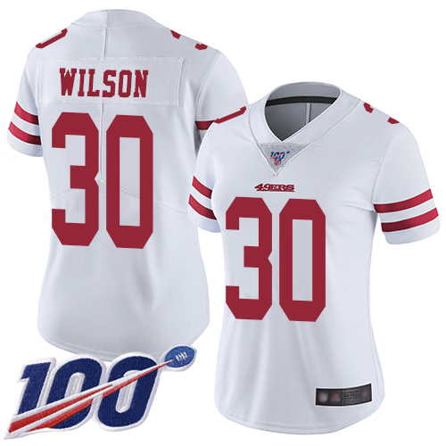 San Francisco 49ers Limited White Women Jeff Wilson Road NFL Jersey #30 100th Season Vapor Untouchable
